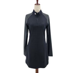 NEW Adidas Womens XS Dress Golf UPF 50 Black Striped 1/4 Zip Short A-line Golf